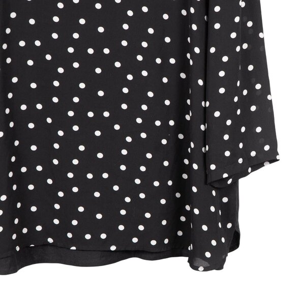 Van Heusen Polka Dot Blouse XXL Womens Black White Stretch 3/4 Sleeves - Picture 3 of 5